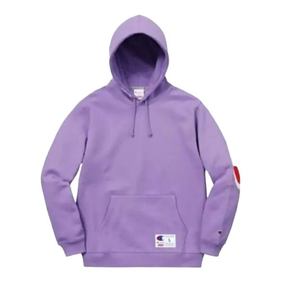 Supreme x Champion Hoodie FW18 Box Logo Rare Lavender Purple Collaboration Sz M - Picture 3 of 16